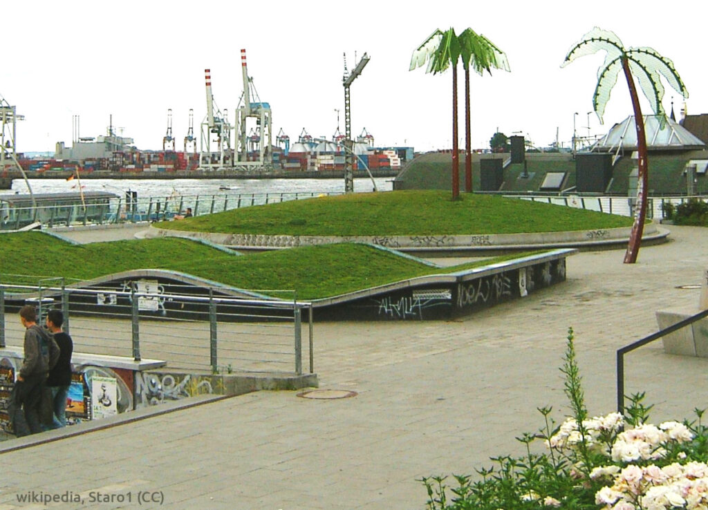 Der Antonipark mit dem Kunstprojekt Park Fiction gehört gerade noch zu Altona